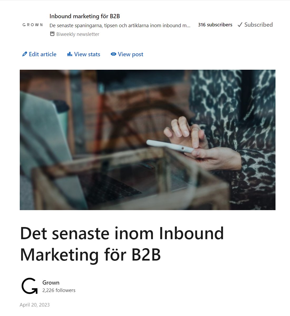 Nyhetsbrev på LinkedIn