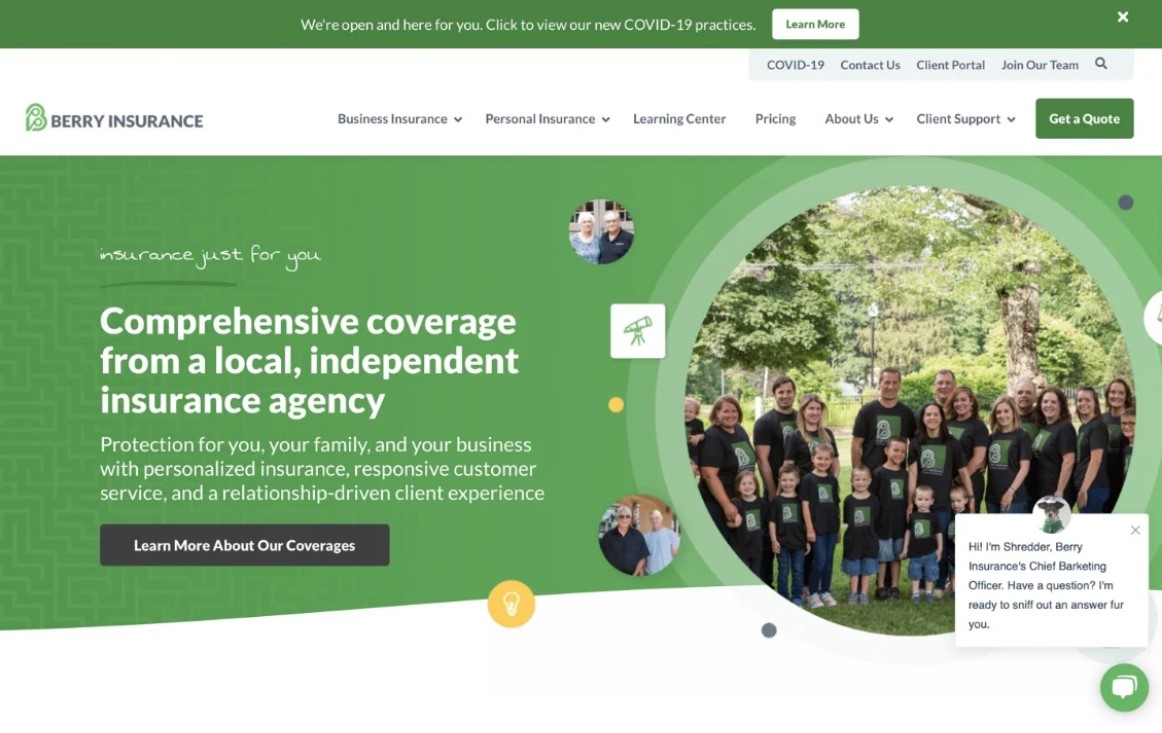 chatbot hos berry insurance